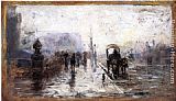 Street Canvas Paintings - Street Scene with Carriage